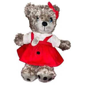Vintage 1996 Precious Moments Letty Bear 15" Stuffed Plush Red Dress‎ Bow Girl